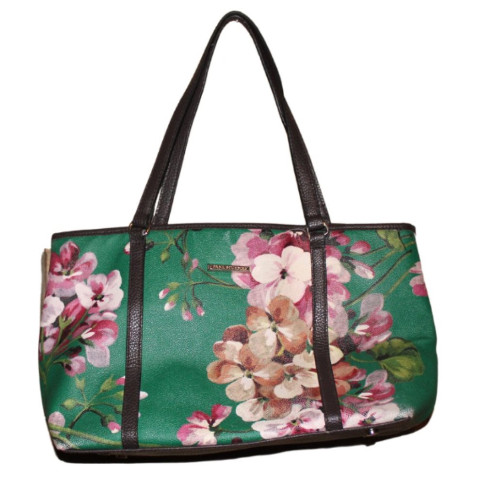 Dana Buchman Floral Green Purse Hand Bag Pre-Owned GUC